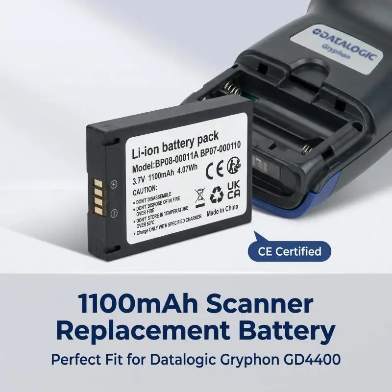BP07 1100mAh Scanner Replacement Battery Fit Datalogic Gryphon GD4400 Bar Code Reader Spare Lithium Battery
