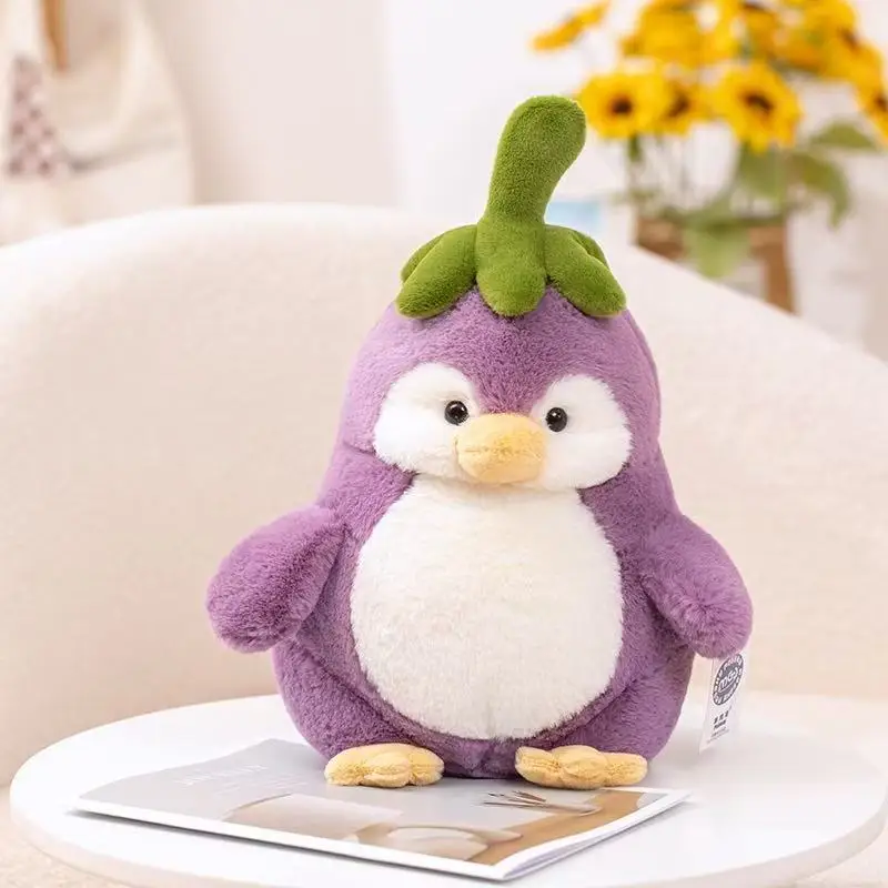 Belle 1pc 25/40cm nouvelle poupée d'oie aubergine en peluche jouet en peluche à la main dessin animé mignon oreiller cadeau d'anniversaire pour enfants poupée amusante