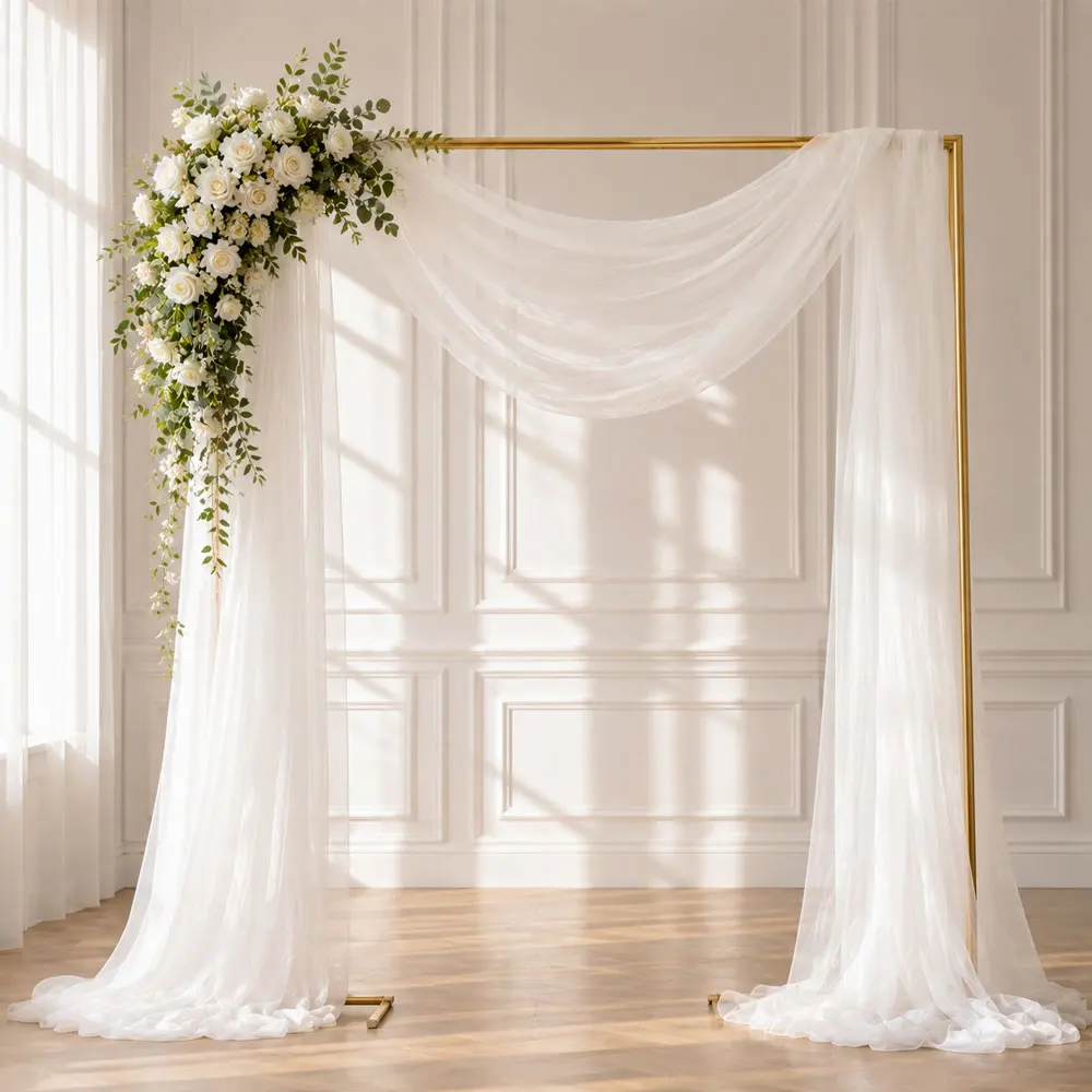 1 Pack Flowy Sheer Tulle Fabric, Transparent Thin Gauze, Multiple Colors, Versatile for Wedding Arch, Table Runner & Party DIY
