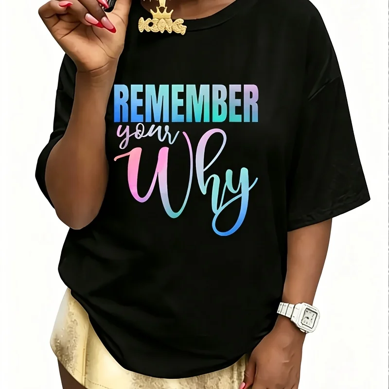 Remember Your Why Gym Motivation Fitness Inspirational Women's 100% Cotton T-Shirt Short Sleeve Top Casual Round Neck Fun Print Tee S-5Xl