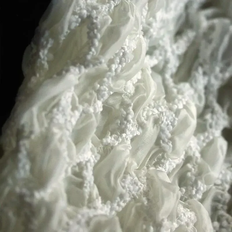 

Elastic Bubble Three-dimensional Texture Jacquard Wavy Skirt Pleated Fabric, Clothing Handmade DIY Designer Fabric