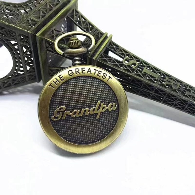 Часы наручные в винтажном стиле мужские, кварцевые карманные, бронзовые, с цепочкой, подарок на день рождения