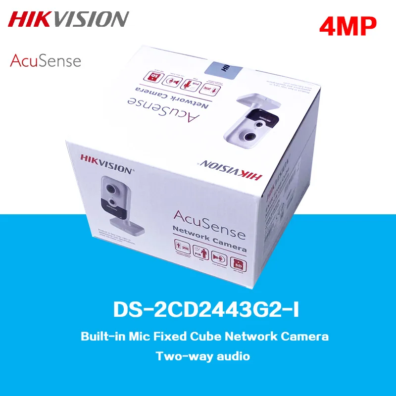 

HIKVISION 4 MP AcuSense Built-in Mic Fixed Cube Network Camera DS-2CD2443G2-I Support Two-way Audio, Face Detection