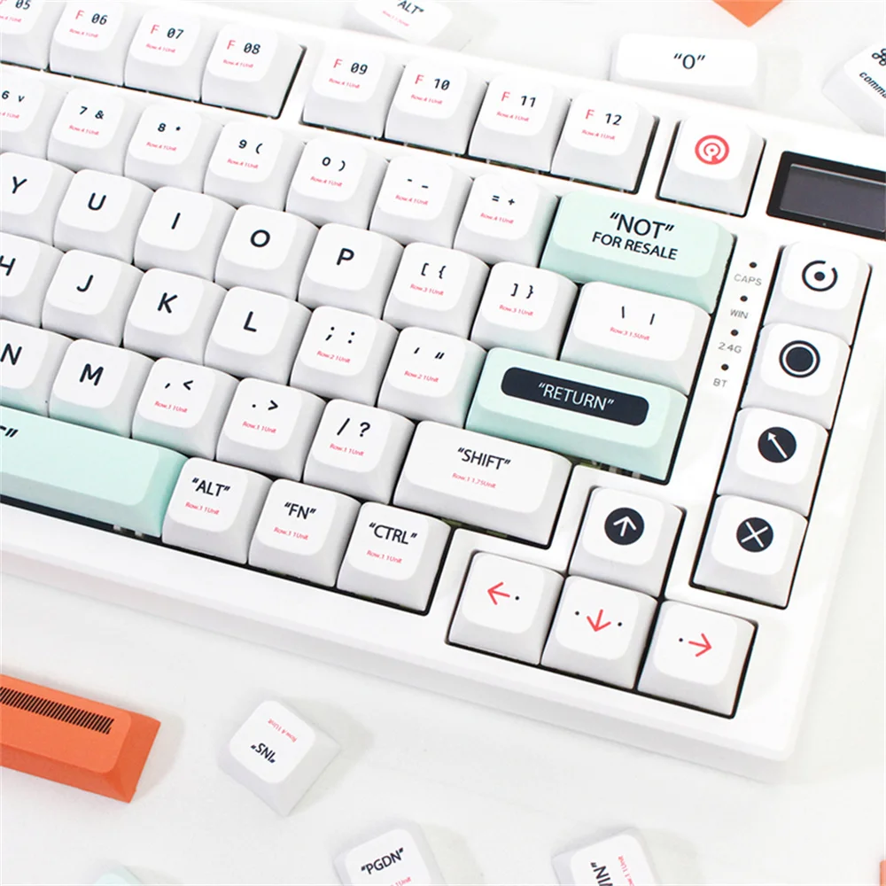 141 Keys White Plastic Theme Keycaps XDA Profile PBT Dye-Sublimation Key Caps for Mechanical Keyboard MX Switches