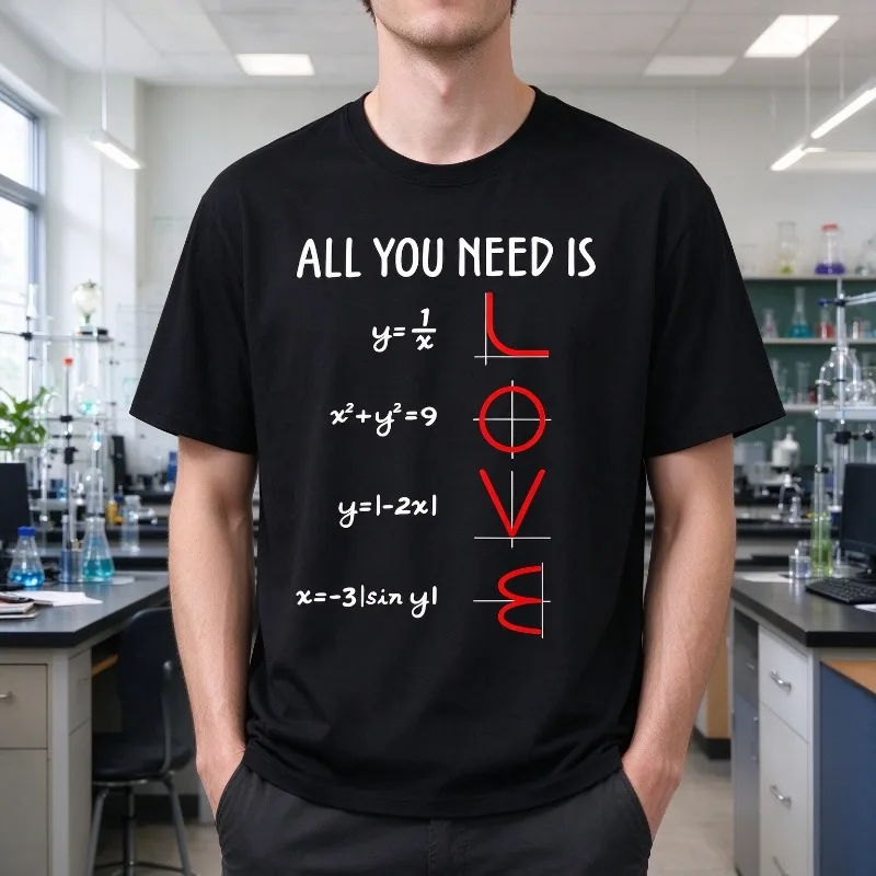 All You Need Is Love Math Formula T-Shirt Men Modal Short Sleeve Funny Mathematics Casual Science Teacher Tee