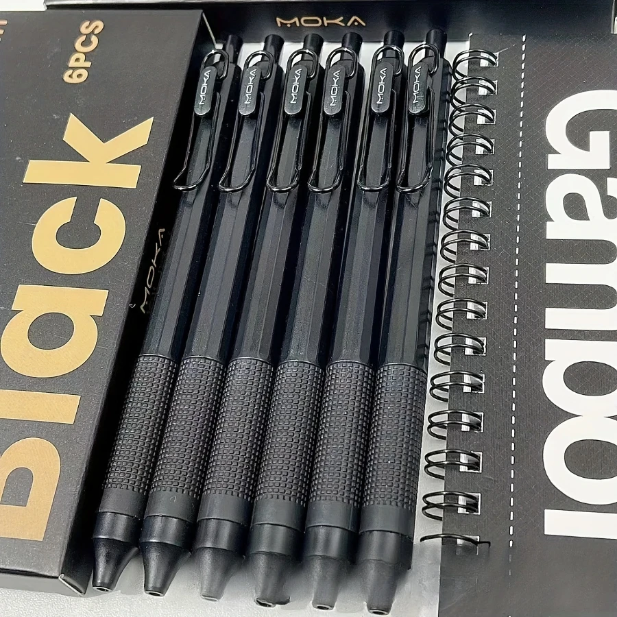 6 عبوات من أقلام الجل ذات النقاط الدقيقة القابلة للسحب مقاس 0.5 مم، حبر أسود بدون مسحة، كتابة سلسة، أقلام جل رفيعة غير منتفخة للتجليد والملاحظات #2