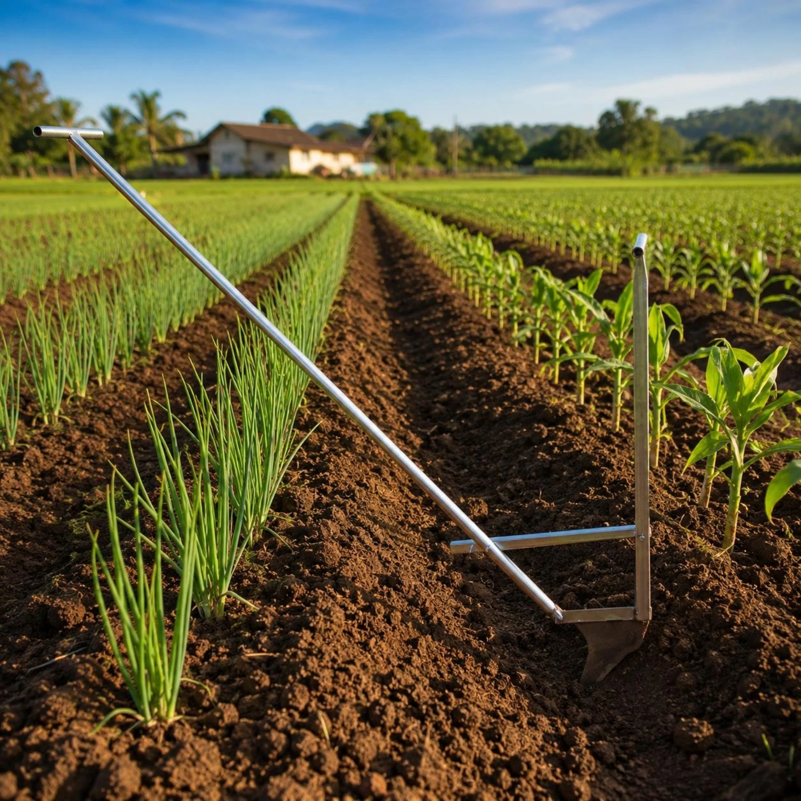 Efficient Farm Tool Manual Ridging Tool Soil Bank Maker Double Grip Crossbar for Garden Row Formation