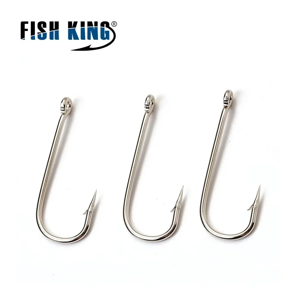 FISH KING 2335 100PCS High Carbon Steel Fishing Hooks With Ring 10#-20# Barbed Bent Sea Round Hook Accessories