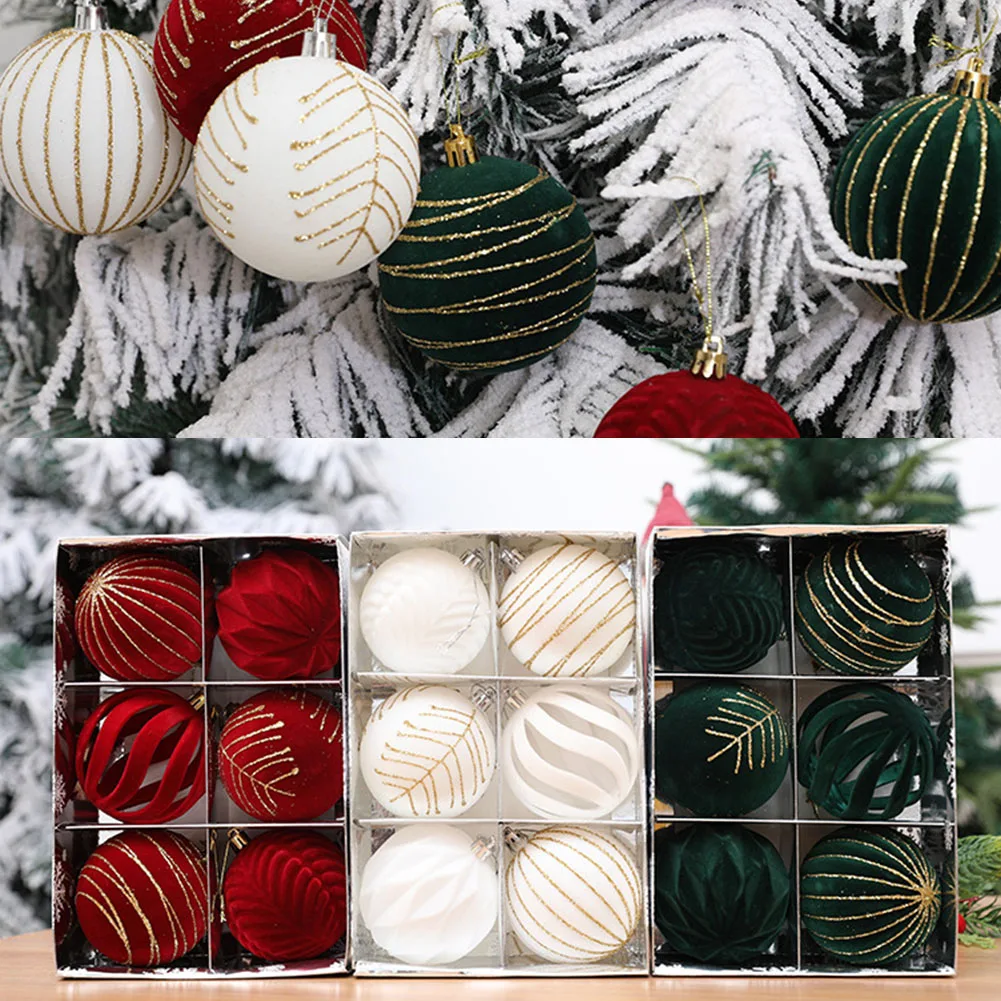 

6PCS 8CM Christmas Balls Christmas Tree Ornaments Ball Xmas Hanging Tree Pendants Home Decor 2025 New Year Noel Navidad