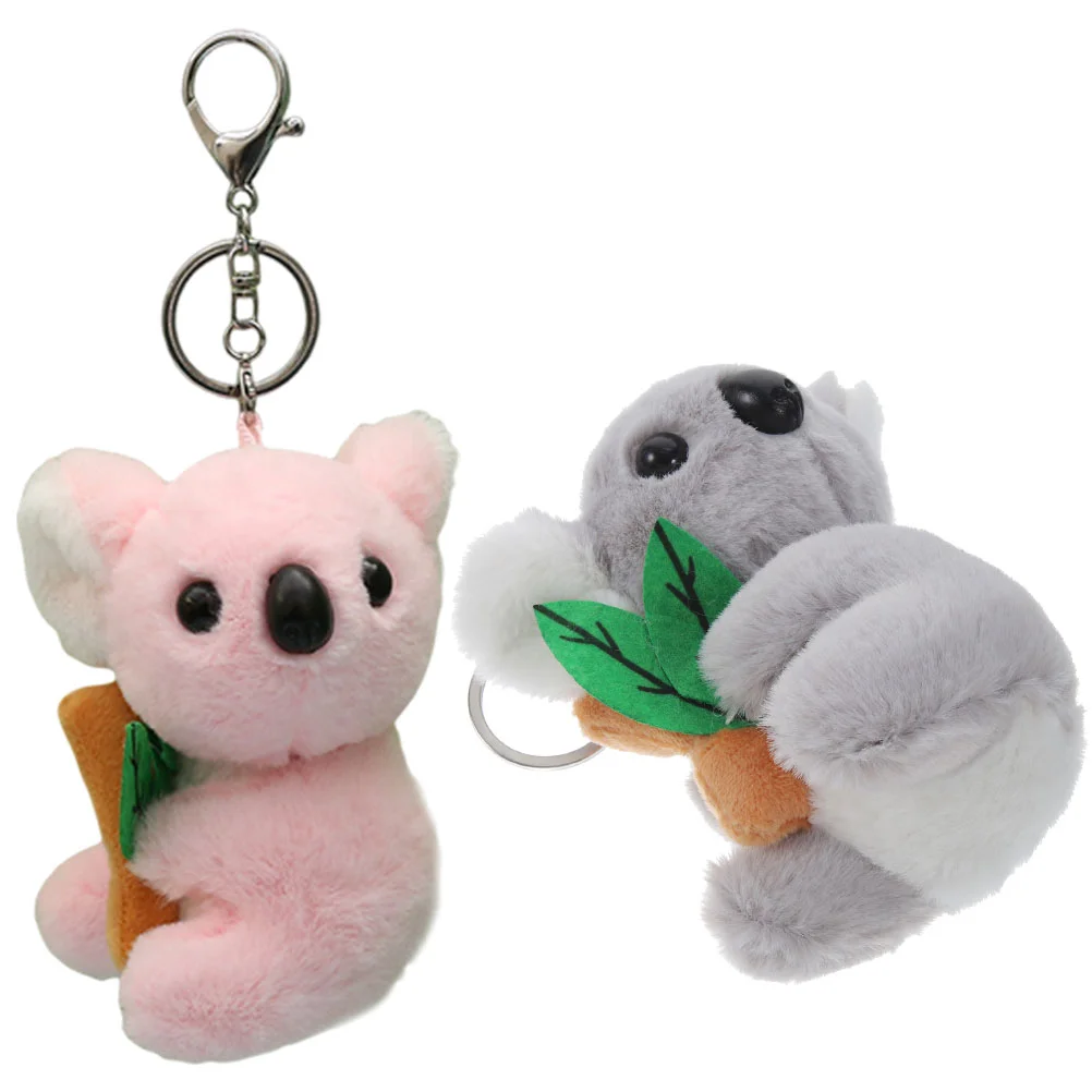 2 Pcs Plush Koala Keychain Bag Pendant Party Gift 2pcs Cartoon Ring Backpack Keychains Child