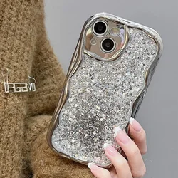 For iPhone 15 Pro Max 14 Plus 13 12 Mini  11 Pro Max Luxury Silver Casing Curved Edge Soft TPU Cases Back Cover