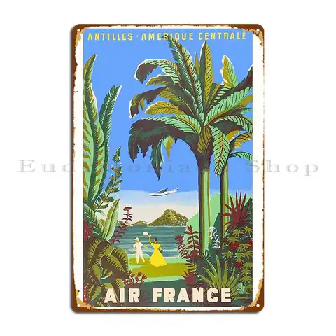 Antilles 에어 프랑스 빈티지 여행 포스터, 금속 사인, 클래식 맞춤 디자인, 펍 디자인, 주석 사인 포스터