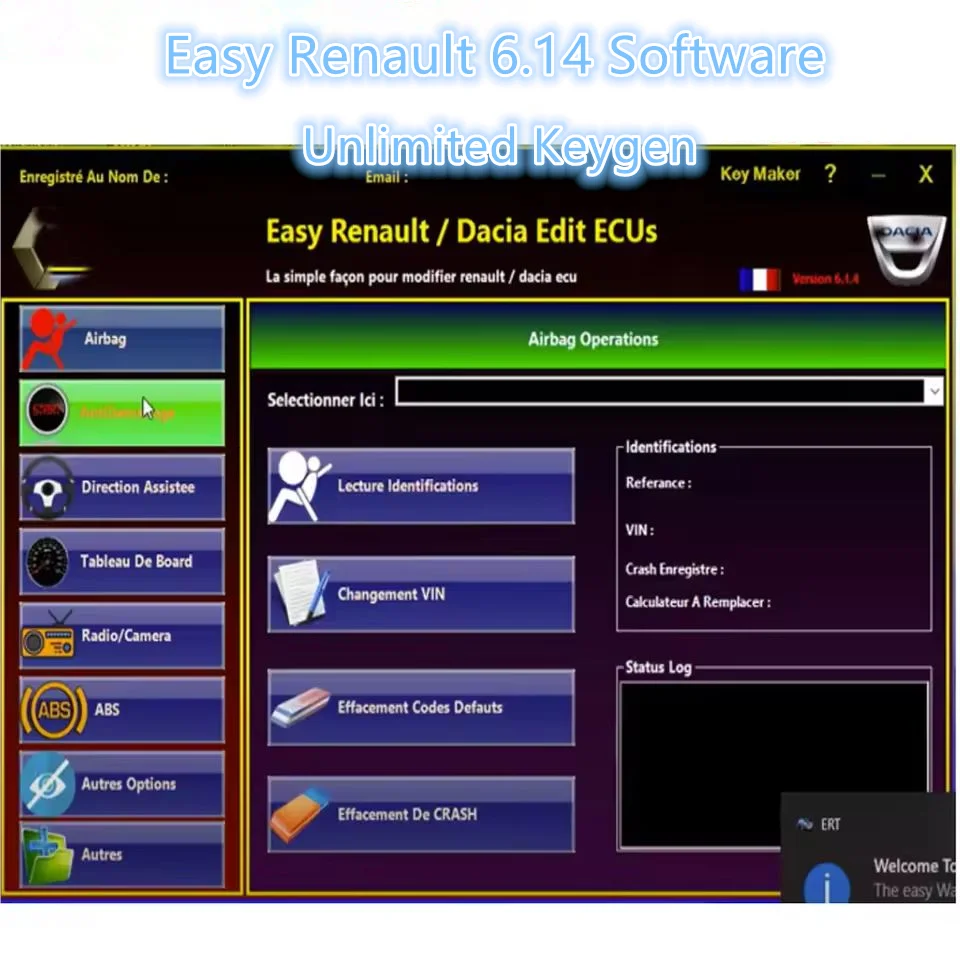 Easy Renault 6.1.4 software for Renault ECU Programmer Clear Crash Airbag Card Keys UCH Cleaner WORK with OBDLink Renolink