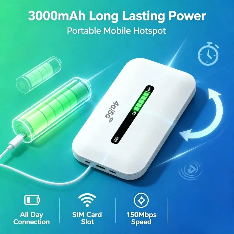 2026 New Portable 4G LTE Mobile WiFi Hotspot 150Mbps 3000mAh Wireless Router SIM Card Slot Internet Modem for Home Travel Office