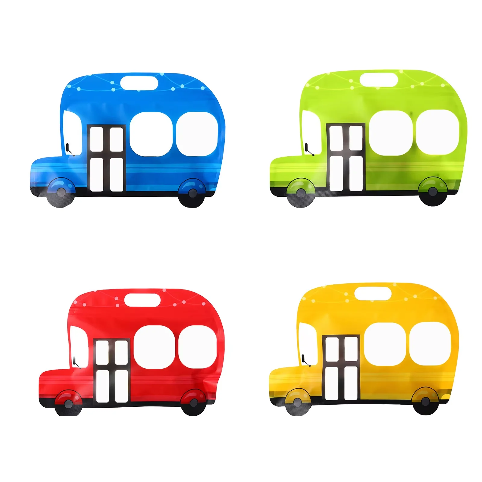 10/50/100 Stück Bus-förmige Mylar-Beutel Süßigkeiten-Kekse Ziplock-Standbeutel mit Griff