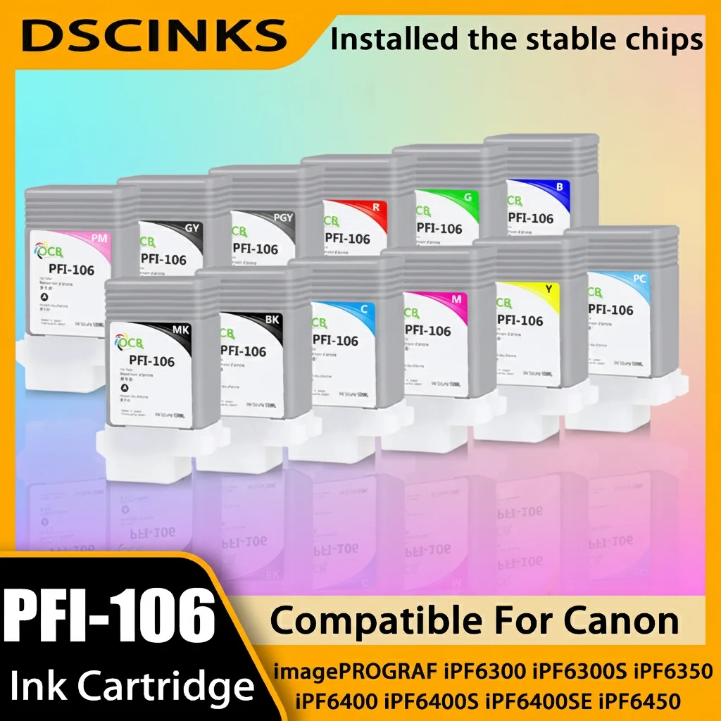 

130ML PFI-106 Ink Cartridge Replacement PFI106 For Canon ImagePROGRAF iPF6300 iPF6300S iPF6350 iPF6400 iPF6400S iPF6450 Printer