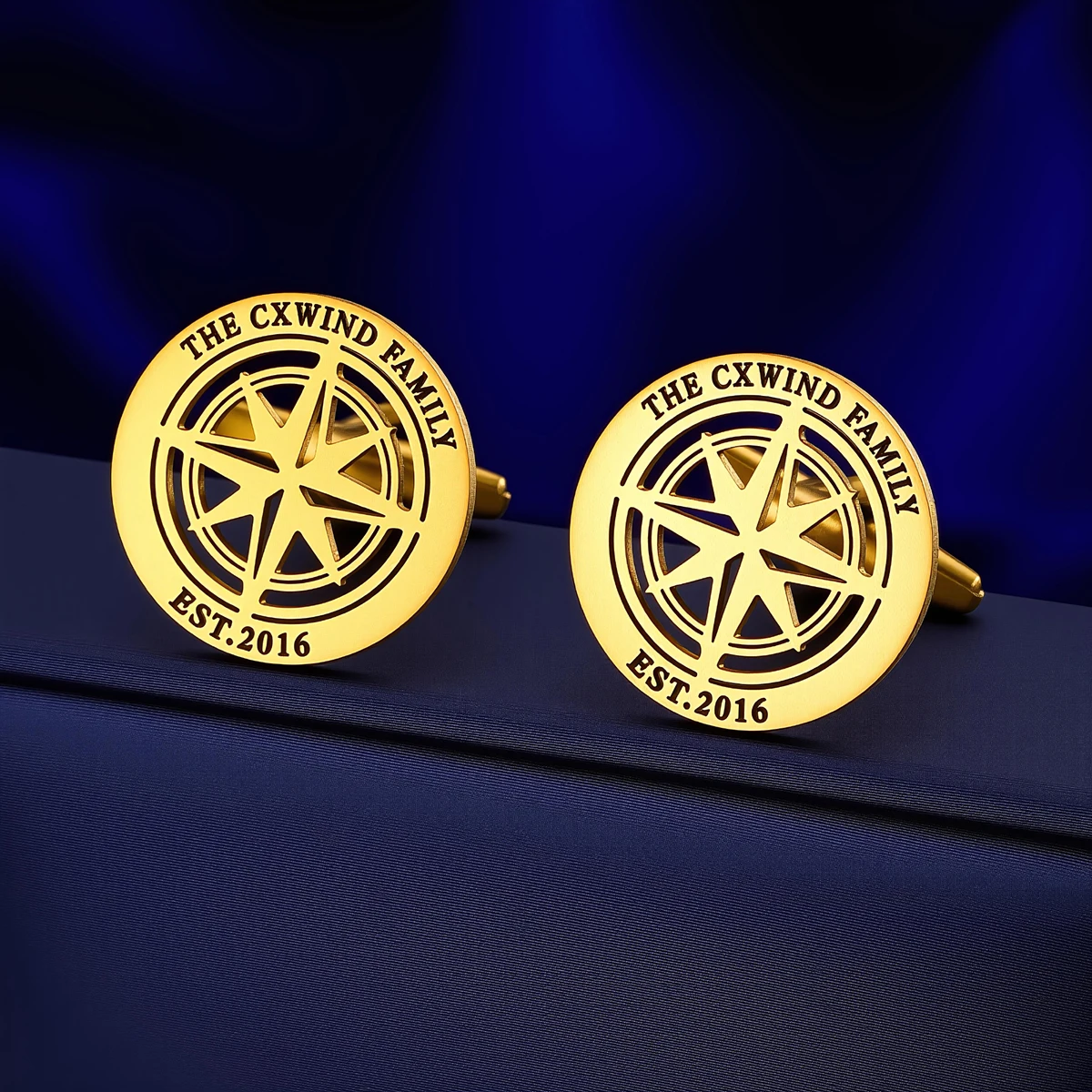 Customized Name Men's Starburst Cufflinks Custom Suit Shirt Stainless Steel Buttons Sports Jewelry Gifts