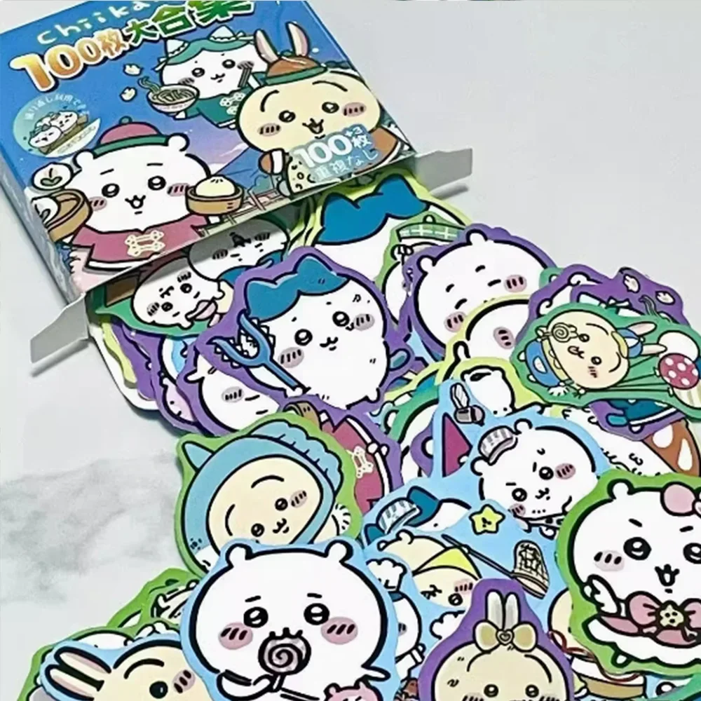 60/100 ピース/箱アニメちいかわ漫画ステッカーかわいいハチワレうさぎ DIY ハンドアカウント電話ラップトップスケート装飾デカールギフト