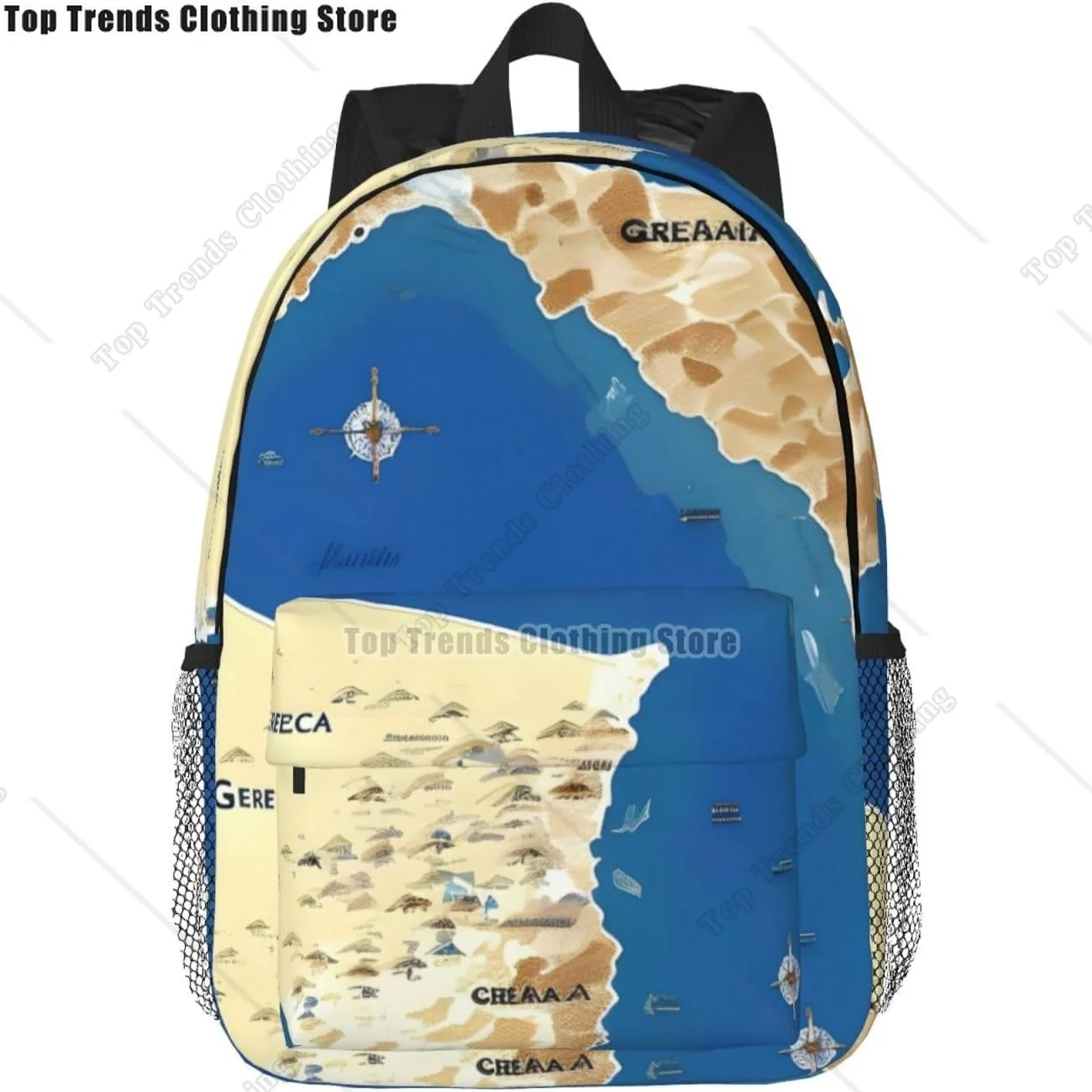 

Greece Map Print Print Adults Backpack Lightweight Backpacks For Hiking Work Laptop Backpack Men Women