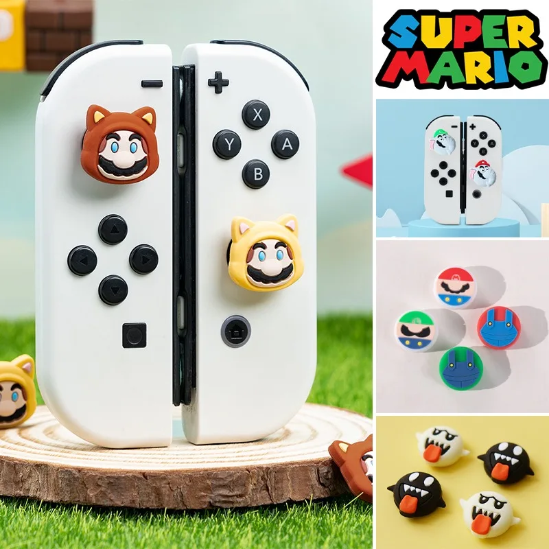 4pcs Super Mario Bros Thumbstick Case Wonder Anime Thumb Stick Grip Joystick Cover for Nintendo Switch OLED NS Lite Accessories