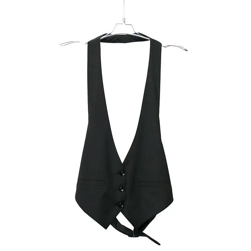 

Новый универсальный костюм с открытой спиной, жилет OL Design Sense, однотонный жилет с v-образным вырезом на талии, тонкая куртка, жилет