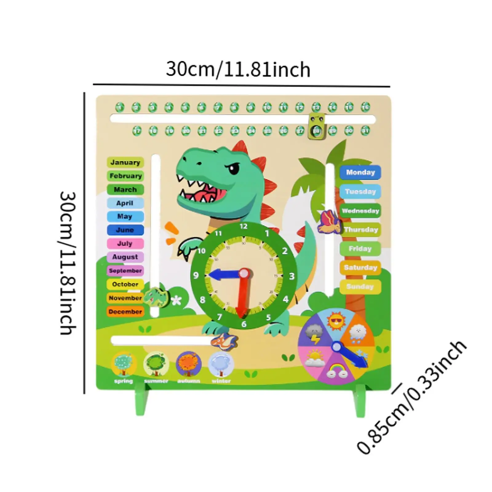 Kids Daily Calendar Teaching Clock, Calendar Preschool 6 in 1 Teaching Clock Season Weathers for Party Trip Birthday Gifts