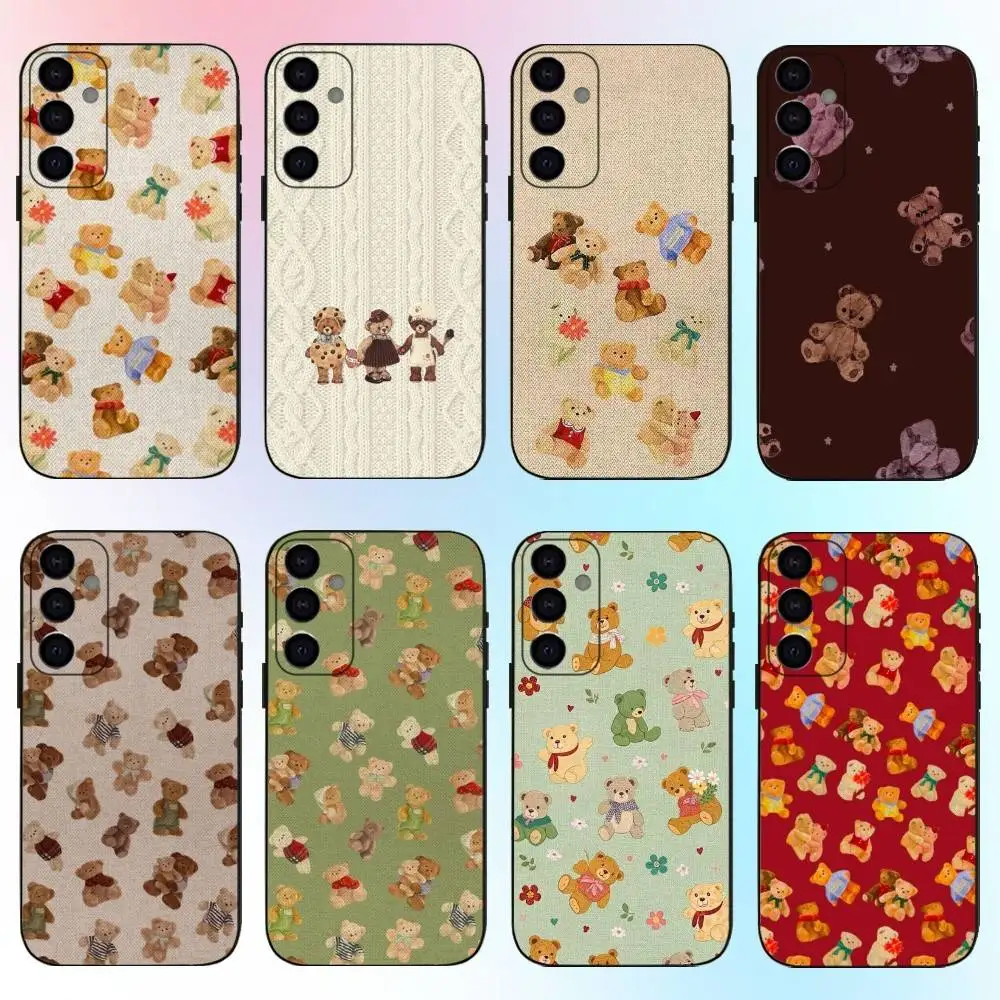 

Teddy Bear Patchwork Phone Case For Samsung Galaxy A73,A72,A71,A70,A53,A52,A51,Others Soft Black Cover