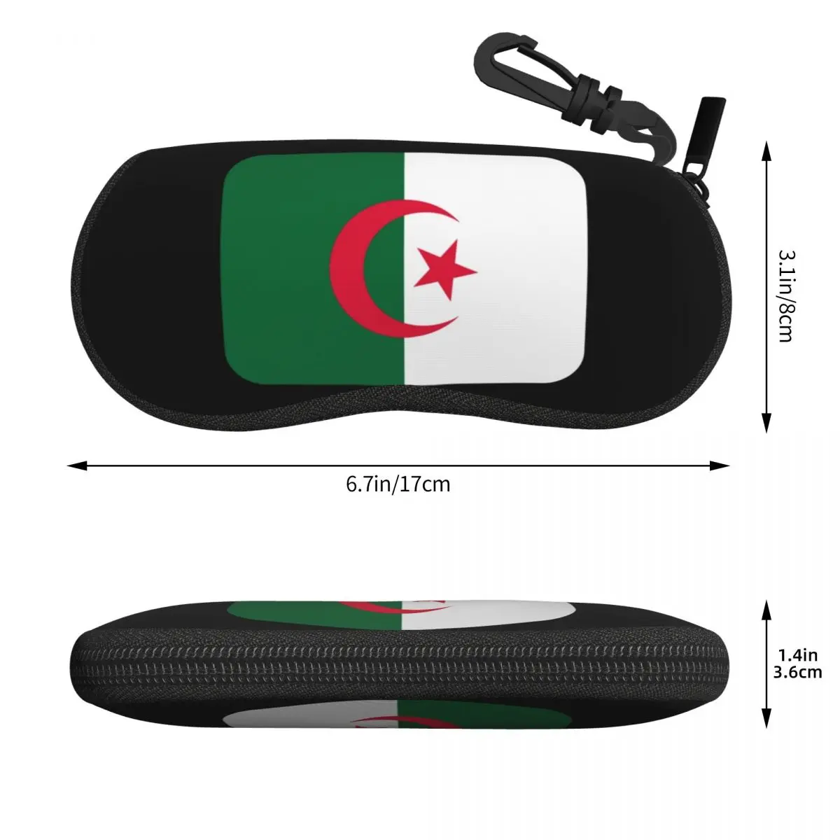 アルジェリア国旗シェルメガネケースポータブルサングラスボックス女性男性ソフト眼鏡バッグポーチ