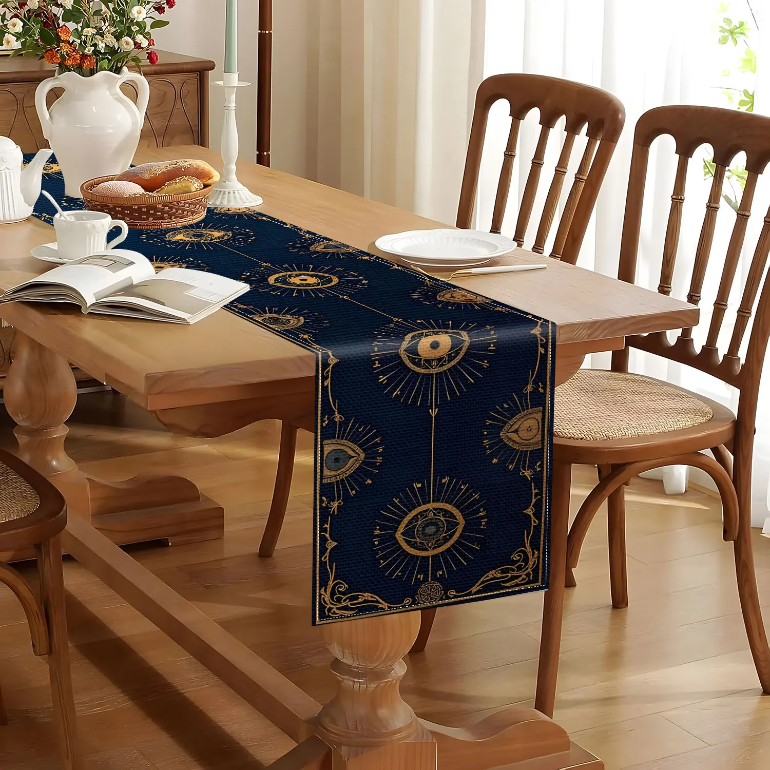 1 Mysterious Theme Table Runner with Full Vision and Gorgeous Patterns, Suitable for Mysterious Inspiration Activities, Spiritual Parties, Bohemian Style Decoration and Mysterious Theme Parties