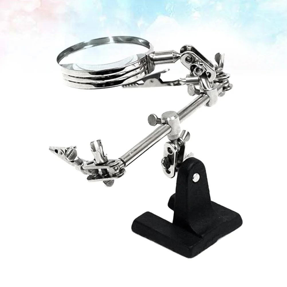

1Set Auxiliary Clip-on Magnifier 5x 65mm Durable Three-Handed Magnifying Glass Bracket Kit for Jewelry Coin Inspection
