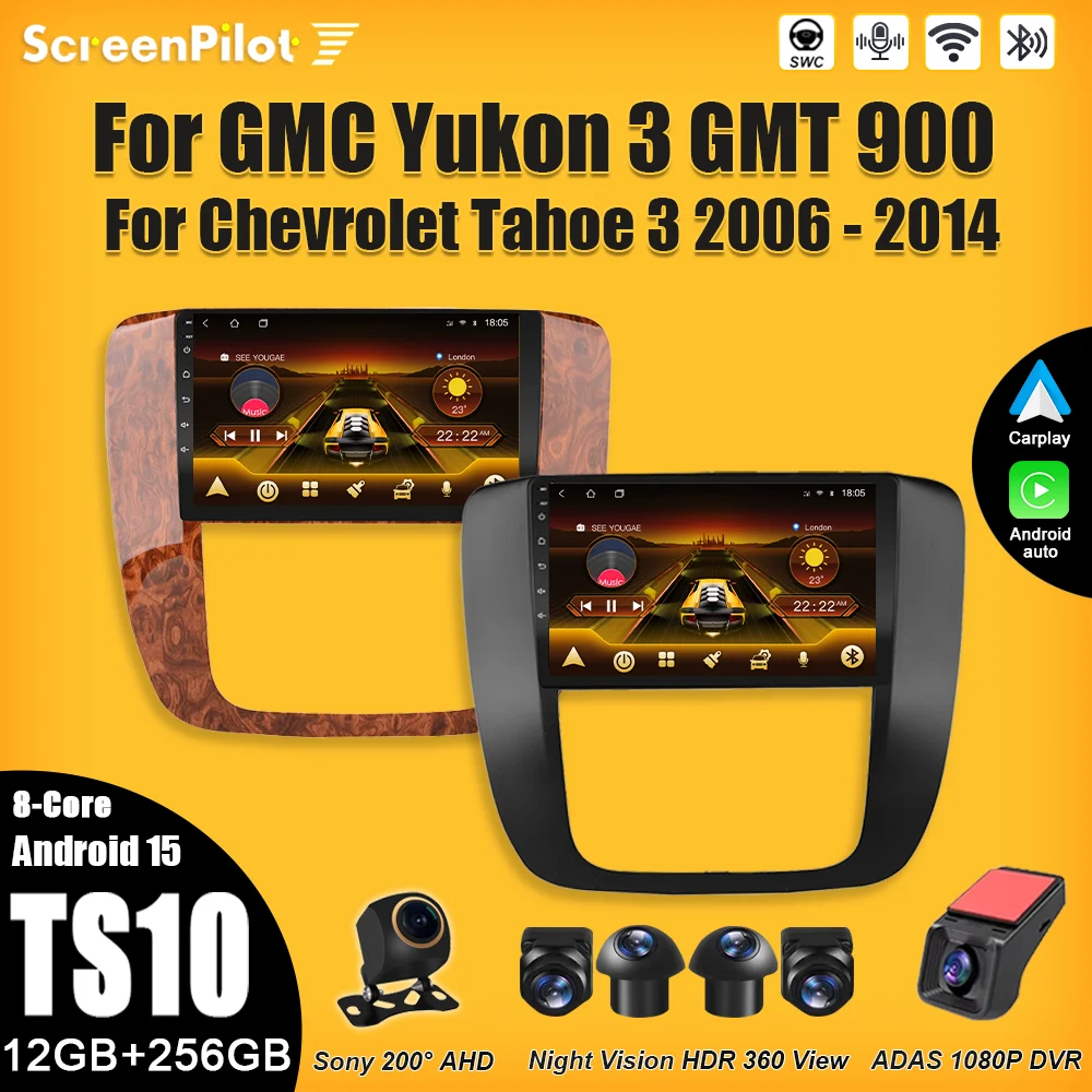 

Android 15 For Car Radio GMC Yukon 3 GMT 900 For Chevrolet Tahoe 3 2006-2014 Multimedia Video Player GPS Navigation Wifi 4G RDS