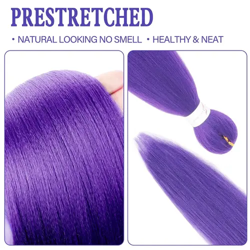 Imagen 2 del producto Extensiones de cabello trenzado sintético largo preestirado, pelo trenzado morado para escenario, fiesta, disfraz de Halloween, Cosplay