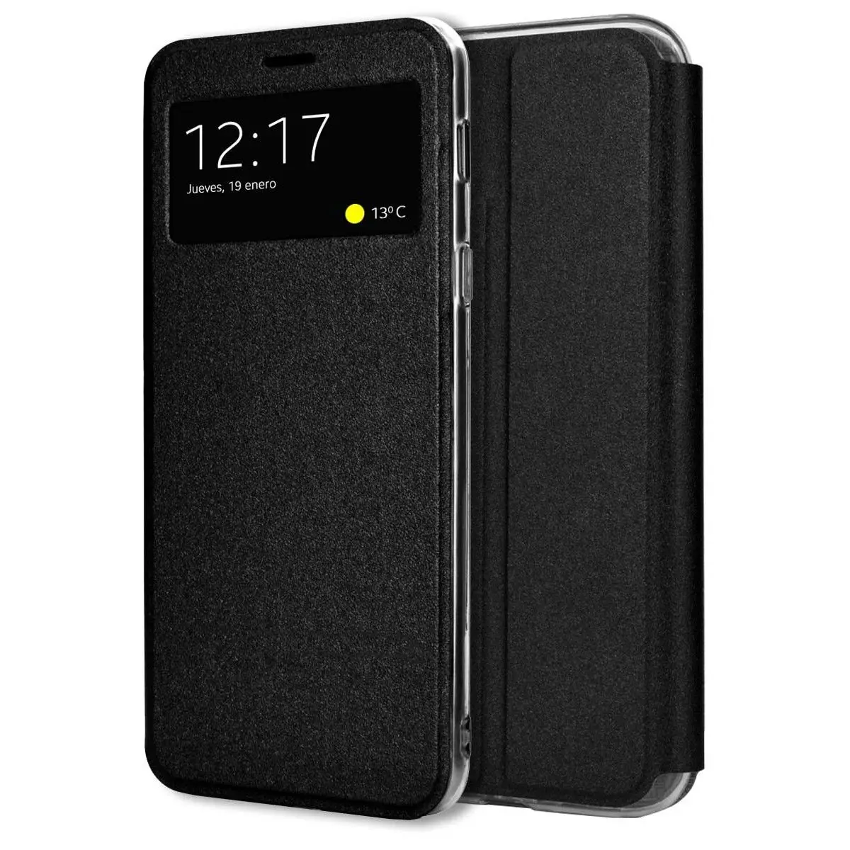 Samsung Galaxy A55 5G black color support window stand book case