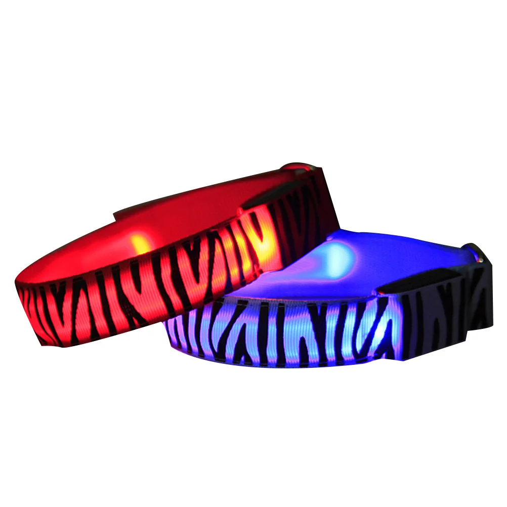 2 pcs Flashing Arm Bands Zebra Pattern Waterproof Slap Bracelets For Night Running Hiking Safety Reflective Wristbands Carnival