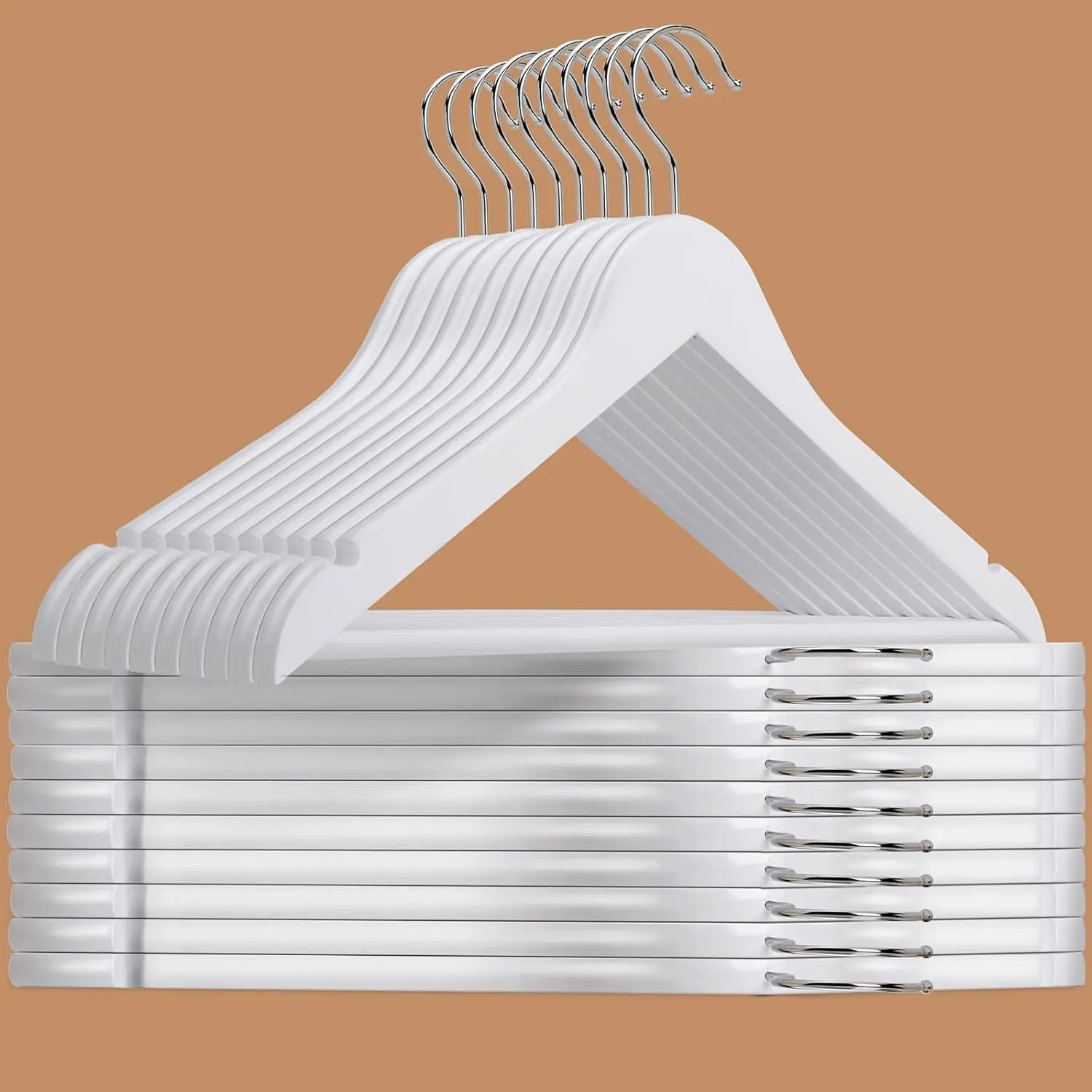 

Белые деревянные вешалки, 30 шт. — вешалки с нескользящей планкой для брюк для рубашек, курток, платьев - Прямые продажи с фабрики