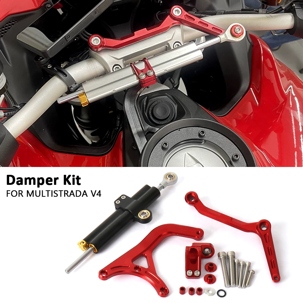 

For Ducati Multistrada V4 RS 2024 MULTISTRADA V4 S Pikes Peak Steering Damper Stabilizer Bracket Support Mounting With Logo Kit