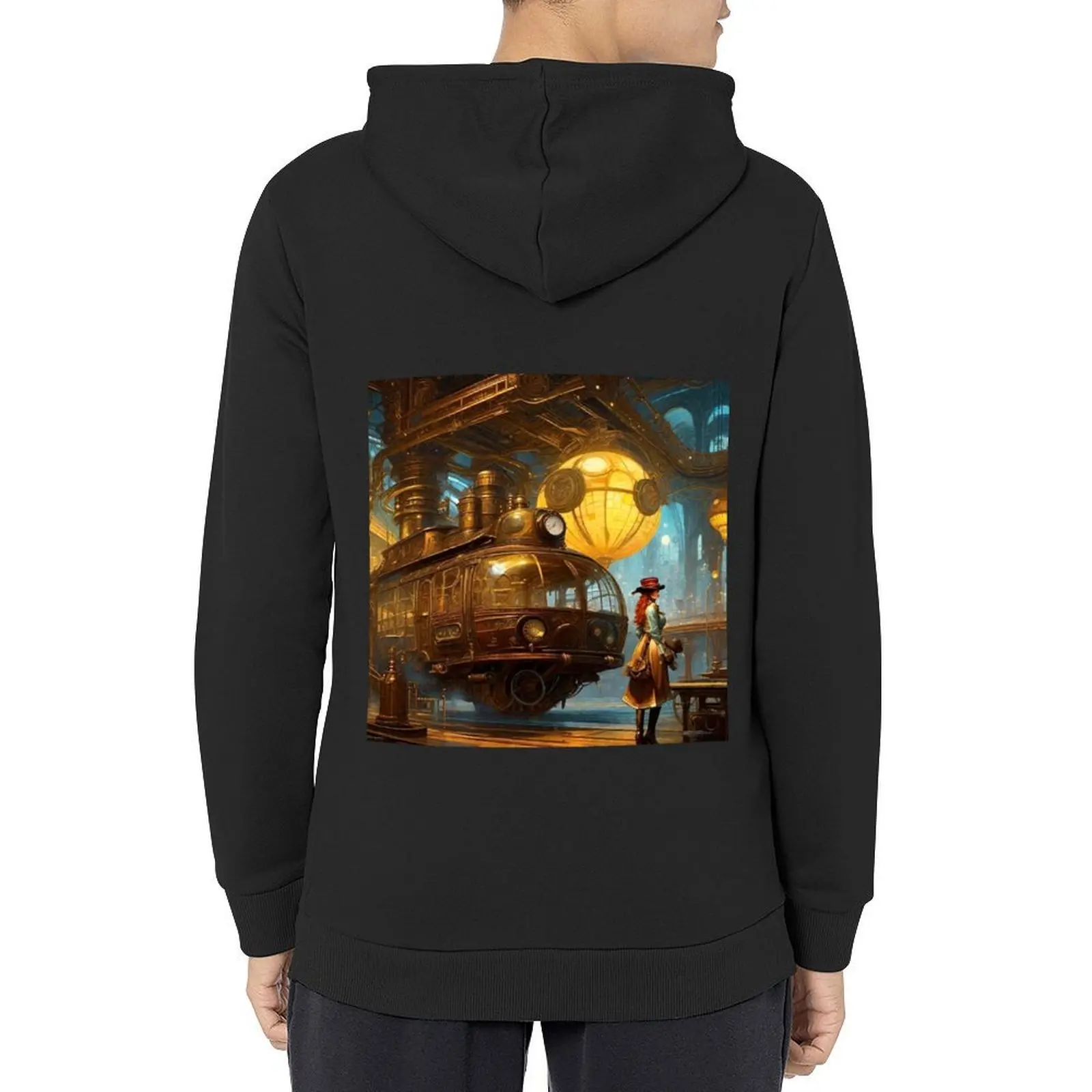 

Steam Powered Tram - Surreal Fantasy Art Hoodie men's clothing autumn clothes korean clothes autumn hoodie men