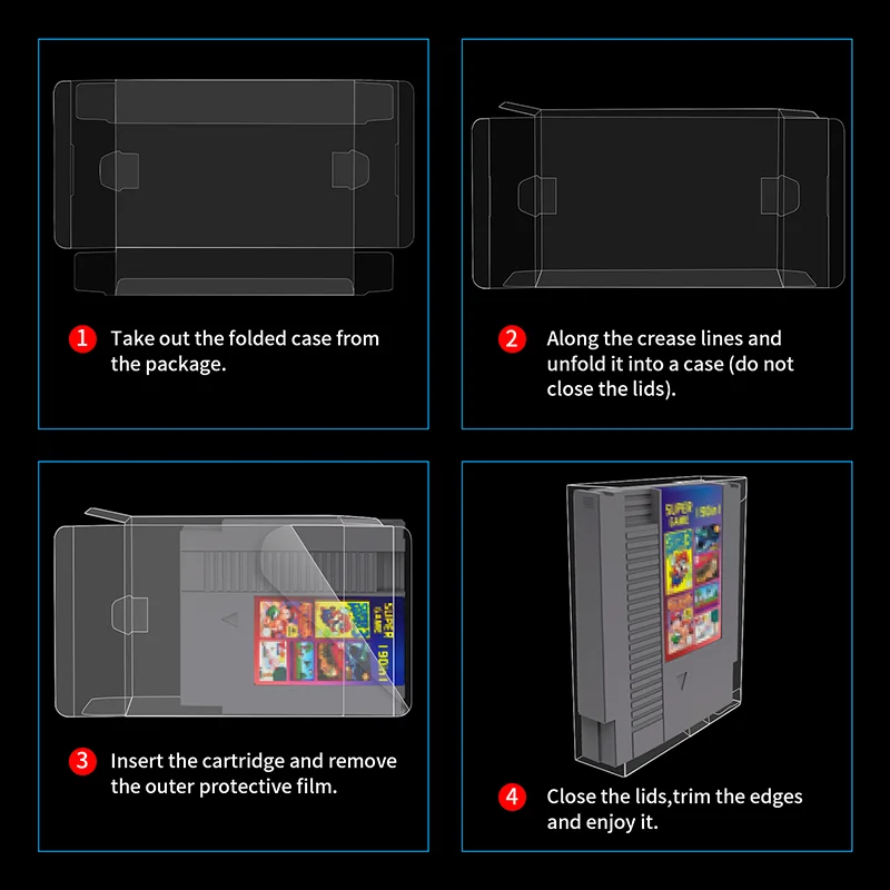 10pcs/Lot Plastic PET Transparent Clear Game Cartridge Protector Cover Box Case For NES Game Cards Protector