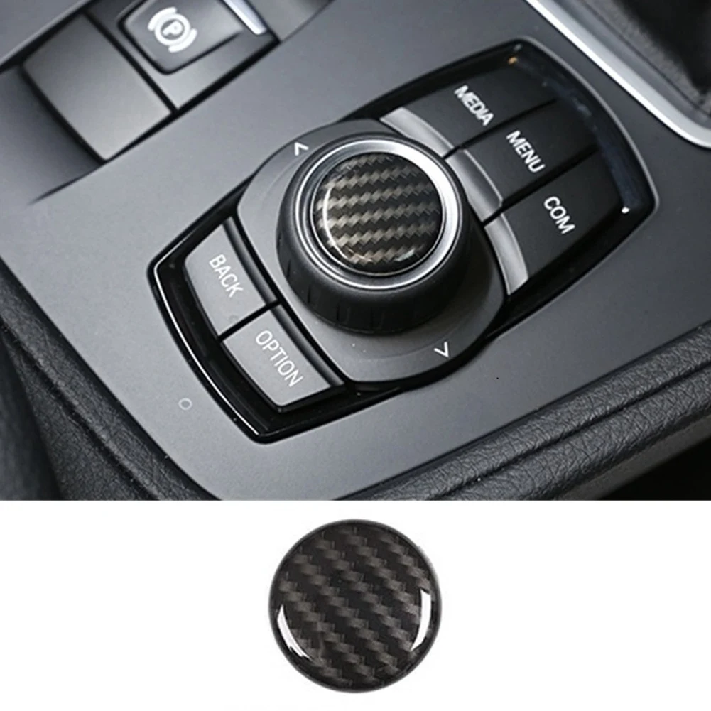 Car Multimedia Knob Button Cover Trim Stickers Decor for - 1 2 3 4 Series X1 F48 X3 X5 3GT Accessories,Carbon