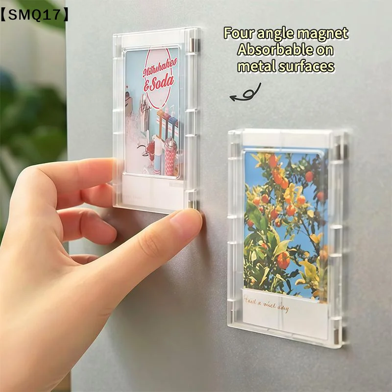 1/5Pc Refrigerator Magnet 3-inch Minimalist Photo Frame Transparent Acrylic Photo Card Display Refrigerator Decoration【SMQ】