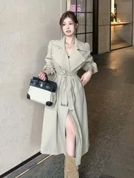 High Quality British Style Trench Coat For Women 2024 Autumn Fashion Casual Long Windbreakers Coat Korean Loose Belt Overcoat