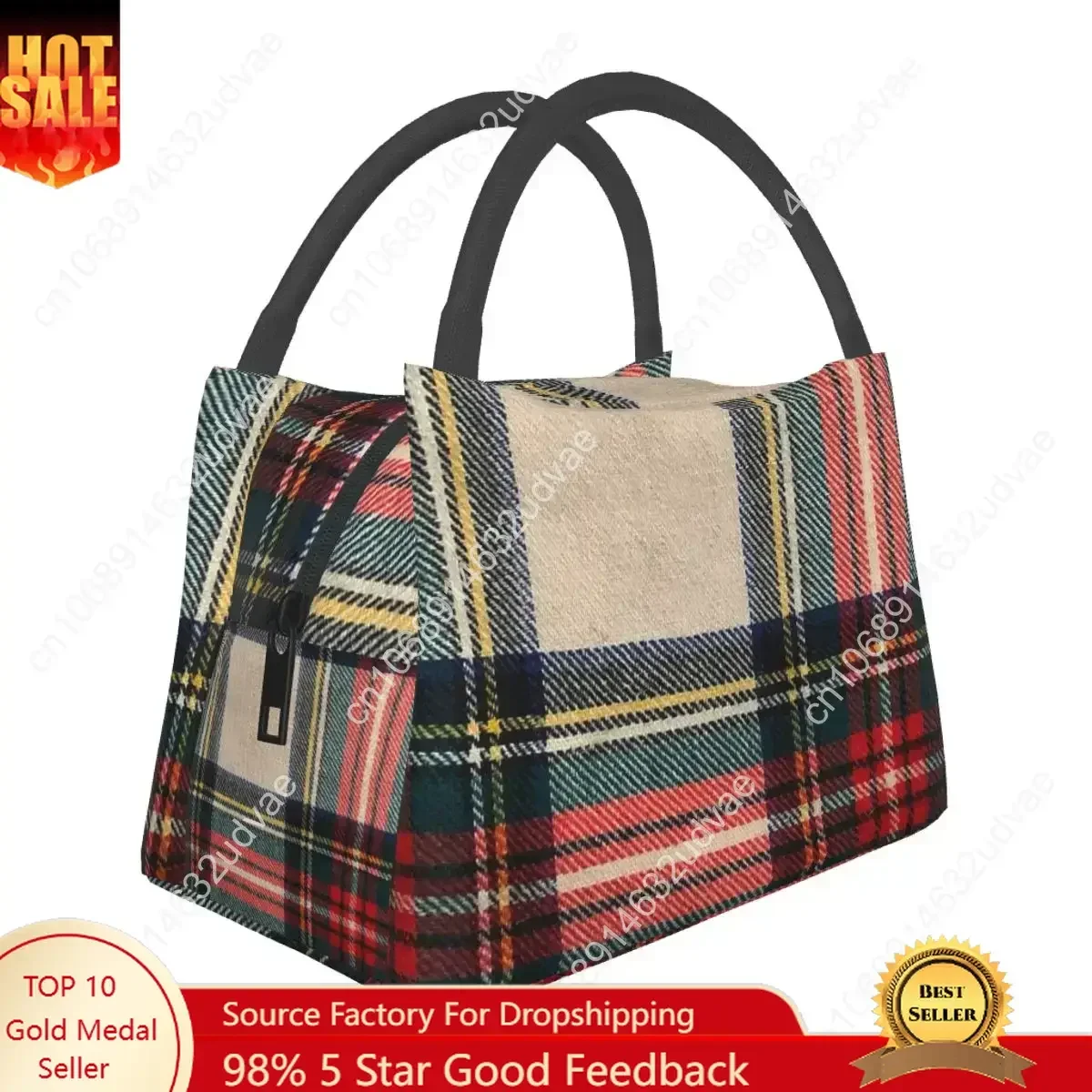Stewart Dress Tartan Lunch Bags Insulated Bento Box Resuable Lunch Tote Picnic Bags Cooler Thermal Bag for Woman Kids Work
