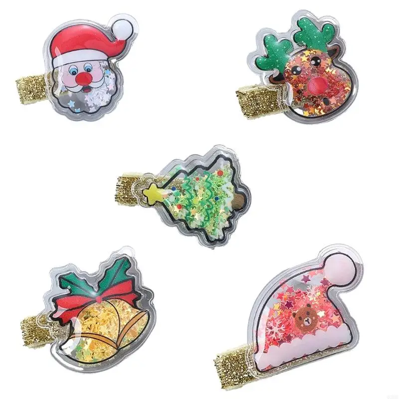 63HE Christmas Hair Clip Mini Side Hairclip Nonslip Duckbill Clip Party Hair Ornament
