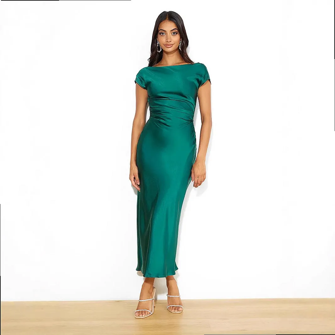 Satin Bodycon One Shoulder Backless Fishtail Long Dress, Elegant Evening Dresses for Women Spring Summer