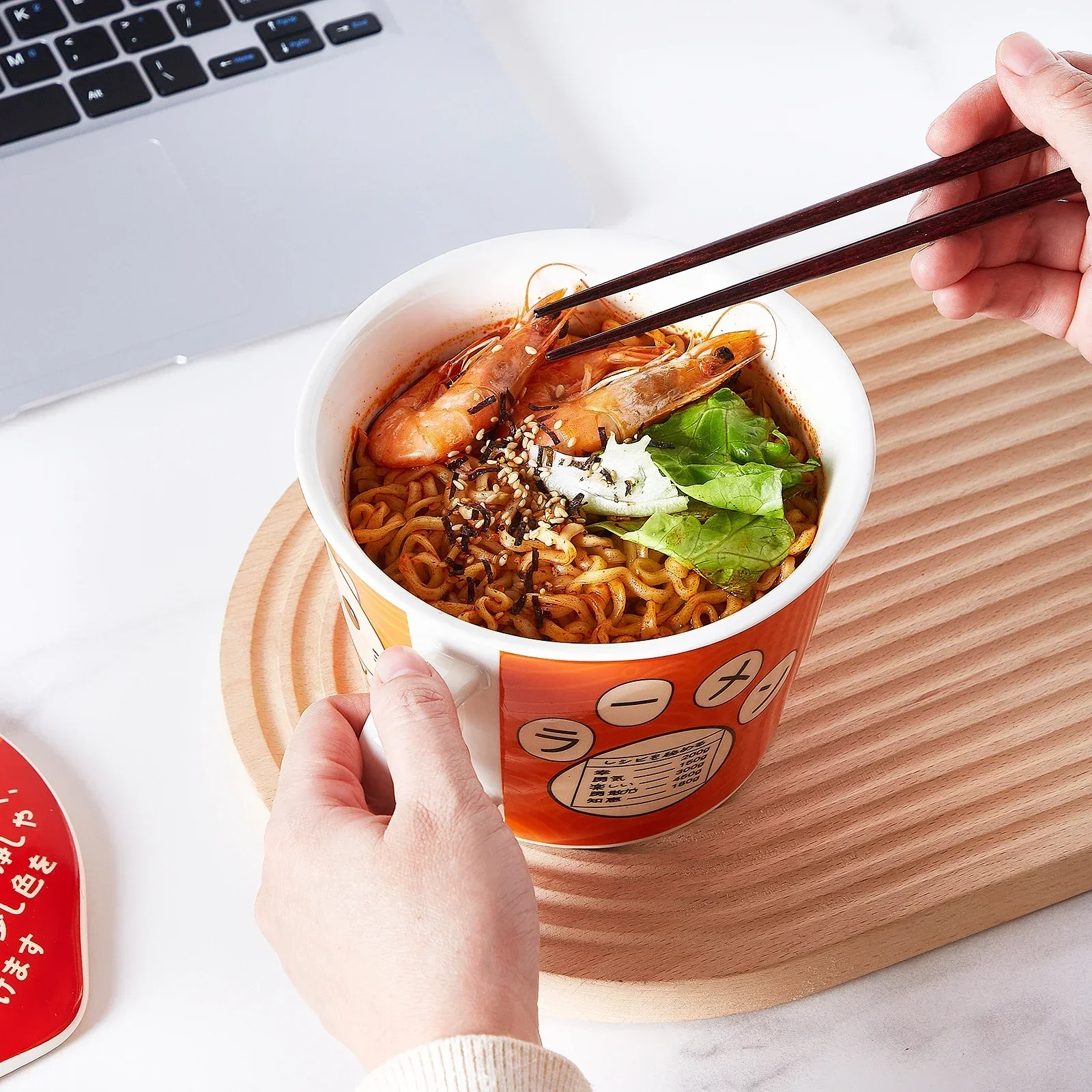 ins style Cartoon cat noodle Cup bowl creative with cover box Student lunch box instant noodle soup dinner lunch Ceramic bowl