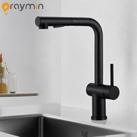 Matte Black 360° Swivel Kitchen Faucet – Pull-Out Design with 40 cm Extendable Spray, Dual Spray Modes, Rotation Pull Down Stream Sprayer Taps, Hot Cold Water Tap One Handle Kitchen Tap