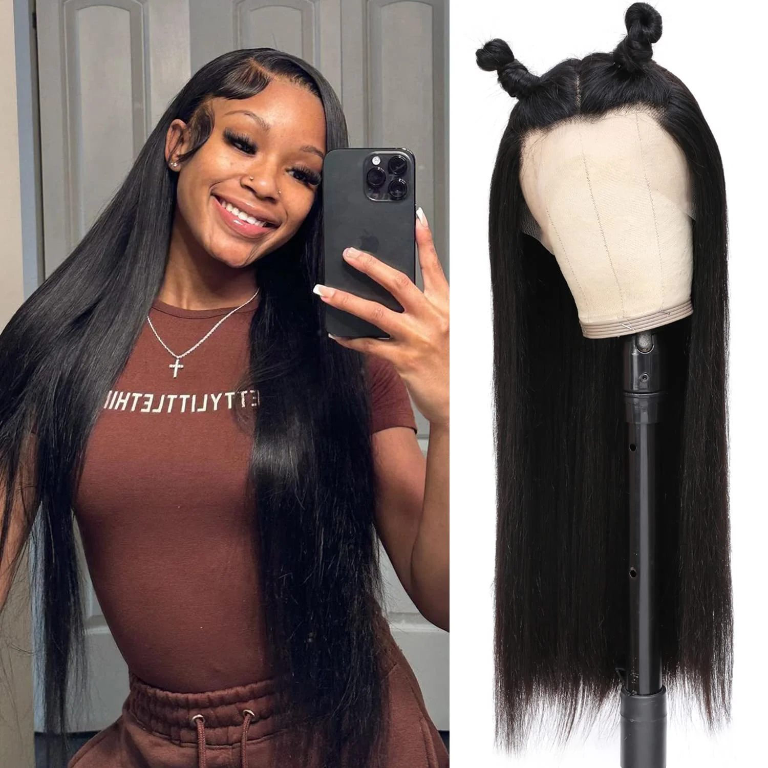 30 32 Inch Brazilian Bone Straight 13x4 13x6 Transparent Lace Front Human Hair Wigs 360 Lace Frontal Wig 4X4 Lace Closure Wig