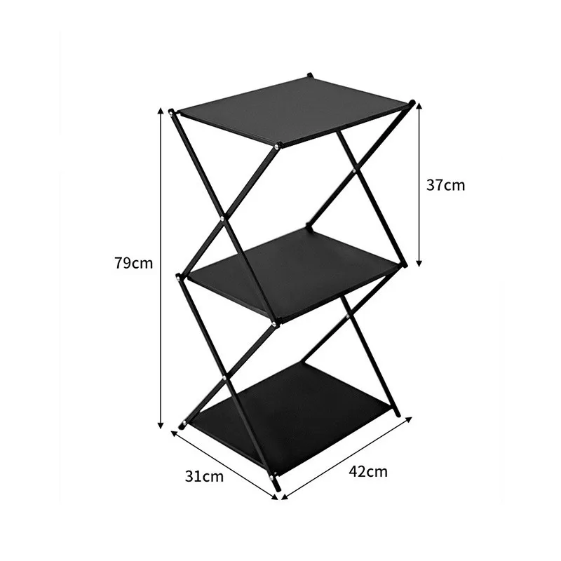 3-Tier Foldable Storage Rack Portable Multi-functional Shelf for Camping Picnic