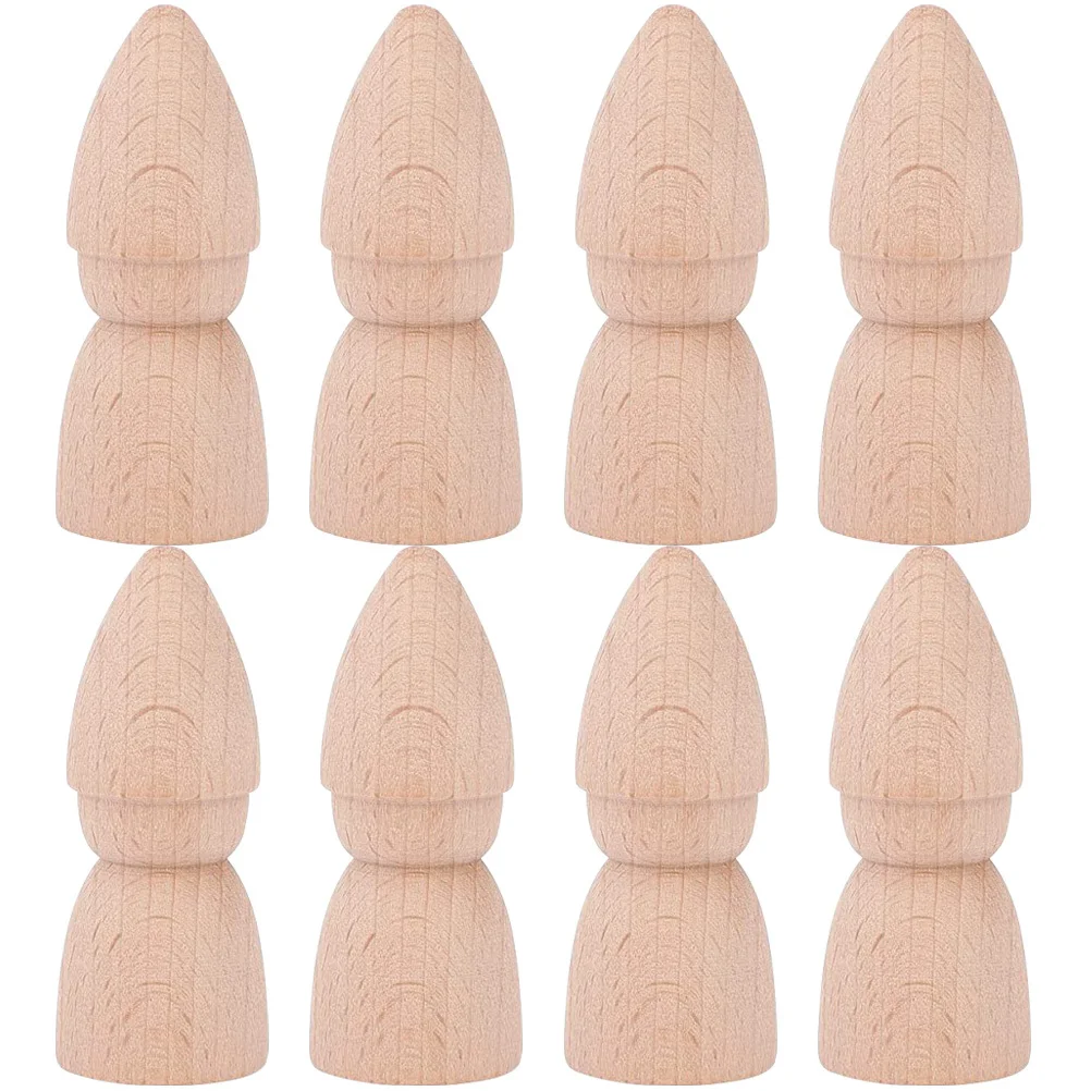 8Pcs Smooth Surface Unpainted Wooden Peg People DIY Handmade Decorative Adornments Unfinished Wooden DIY Graffiti