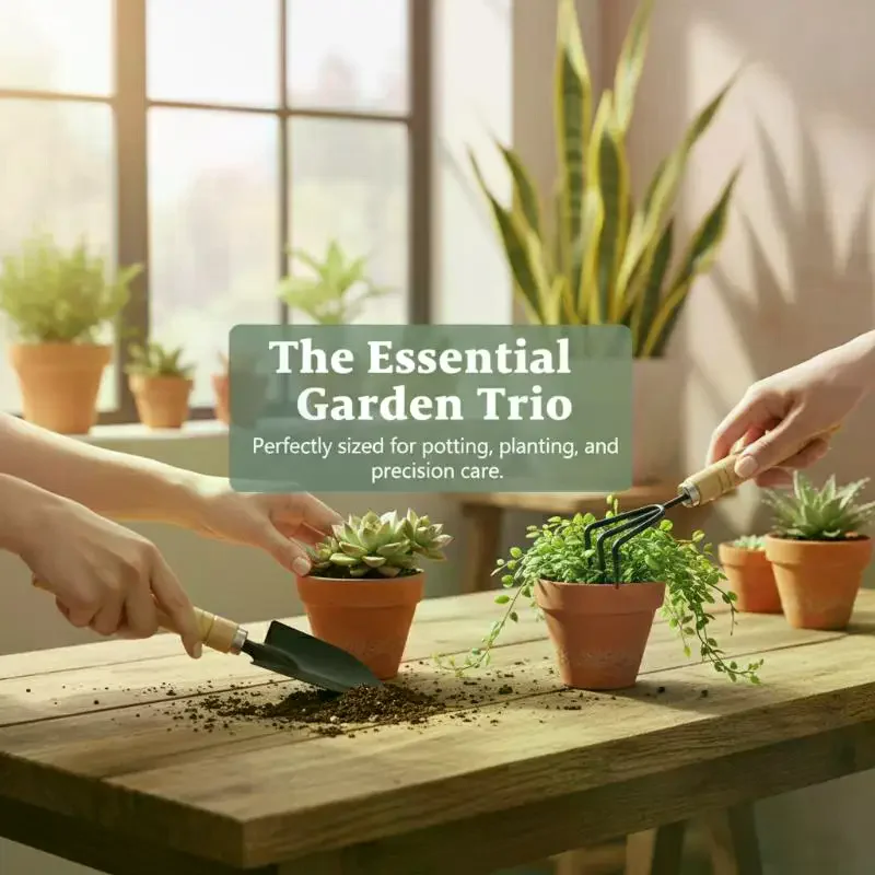 

Набор садовых инструментов: металлическая миниатюрная лопатка, грабли, ручные инструменты для посадки и пересадки растений